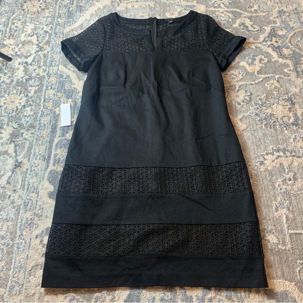 Ann Taylor Black Sheath Midi Dress Bateau Neckline